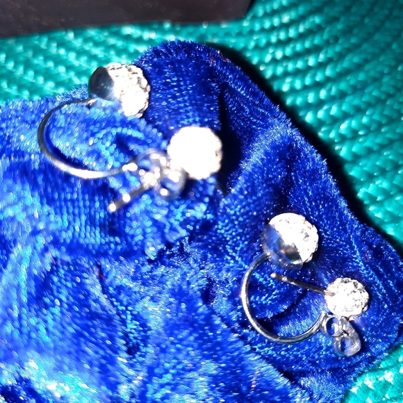 Silver Double Beaded Crystal Stud Earrings - Picture 4 of 13